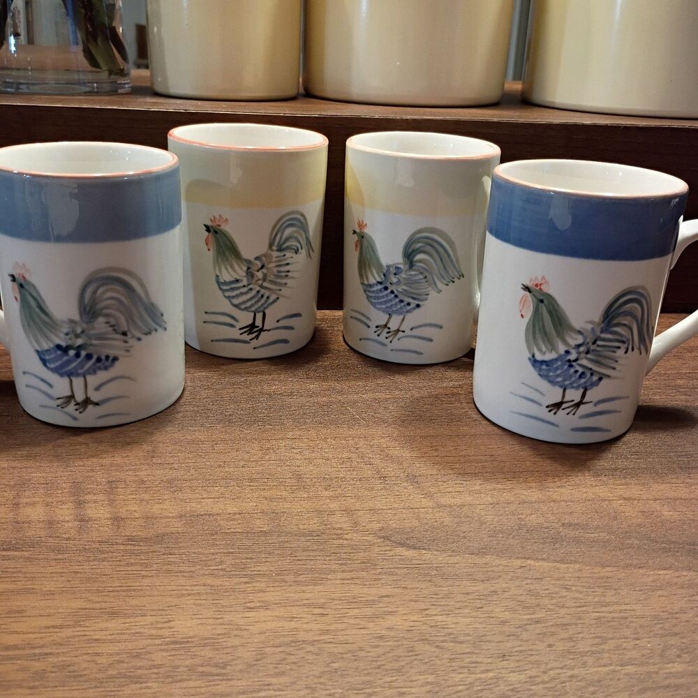 Set of 4 Rooster Glory Coffee Mugs